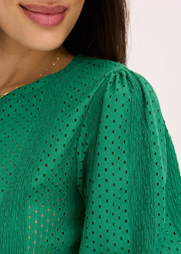 Maglia traforata con volant, bonprix
