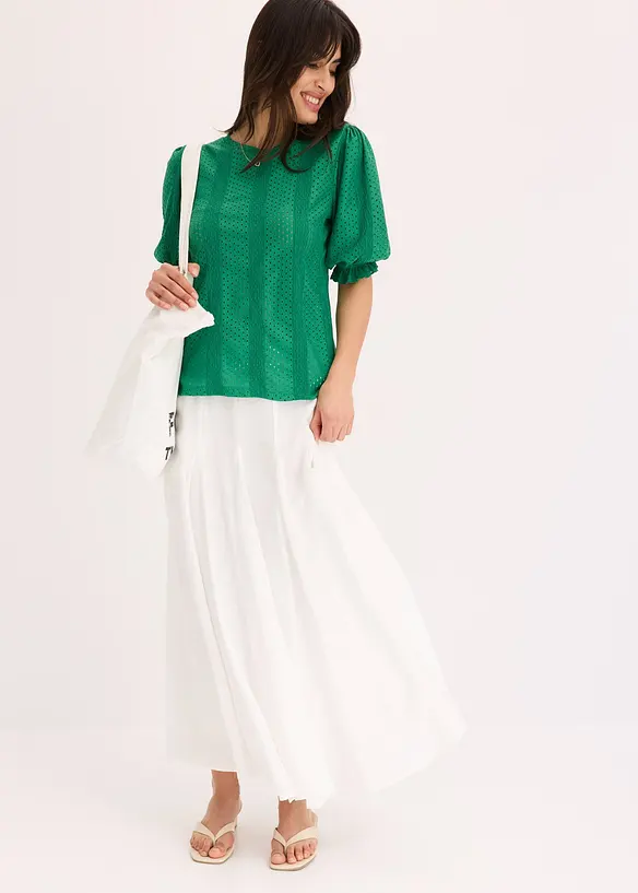 Maglia traforata con volant, bonprix