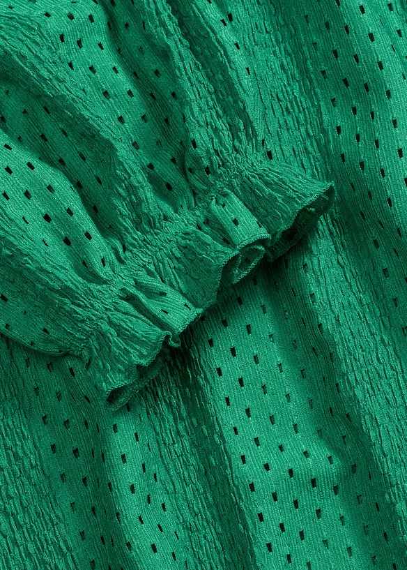 Maglia traforata con volant, bonprix
