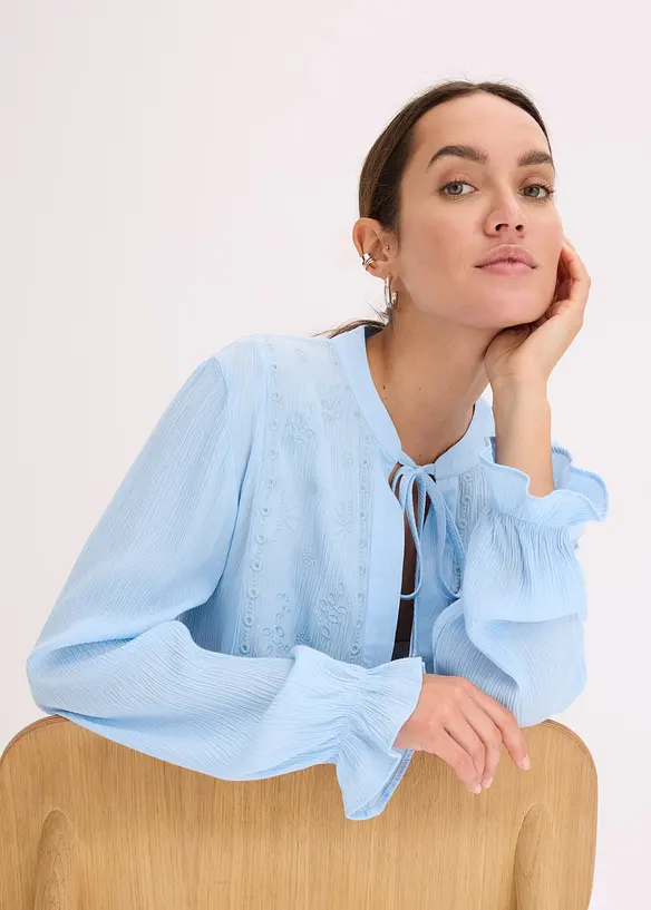 Blusa con ricami traforati, bonprix