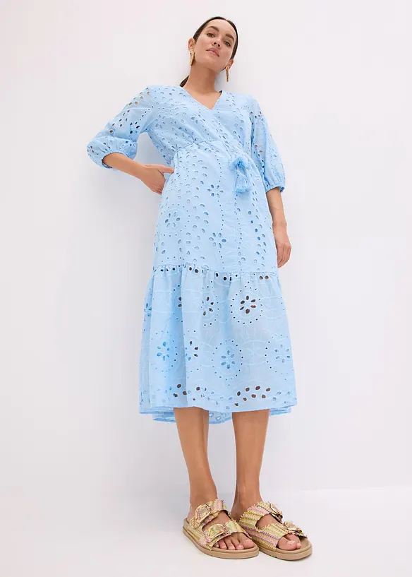 Abito midi con ricami traforati, bonprix