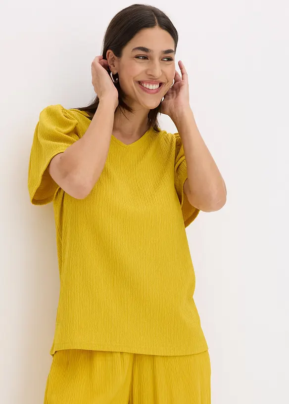 Maglia in crêpe strutturato con maniche ad aletta, bonprix