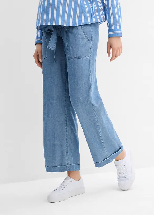 Pantaloni prémaman 2 in 1 leggeri con fascia in vita a mezza altezza, bonprix