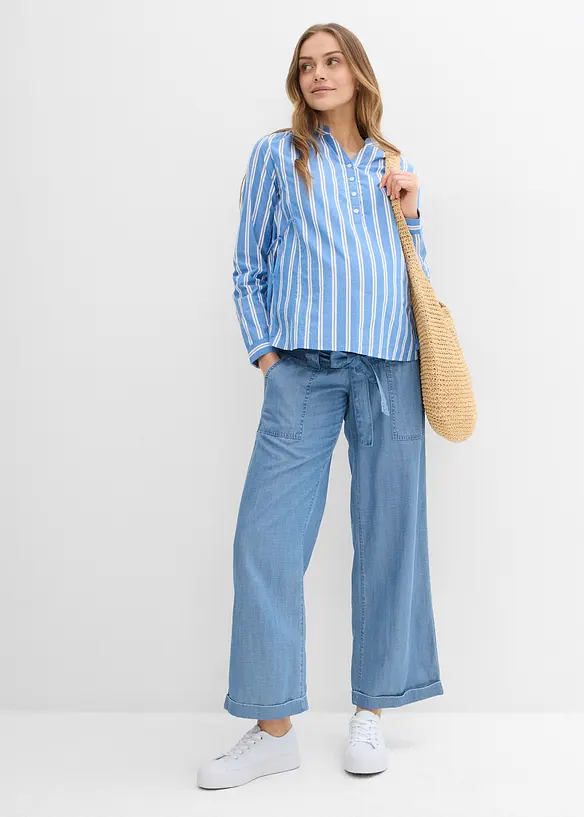 Pantaloni prémaman 2 in 1 leggeri con fascia in vita a mezza altezza, bonprix
