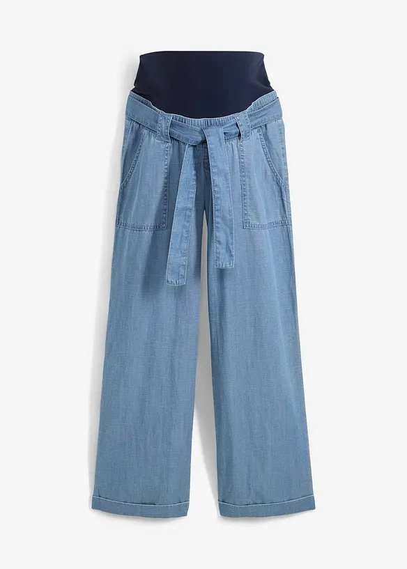 Pantaloni prémaman 2 in 1 leggeri con fascia in vita a mezza altezza, bonprix