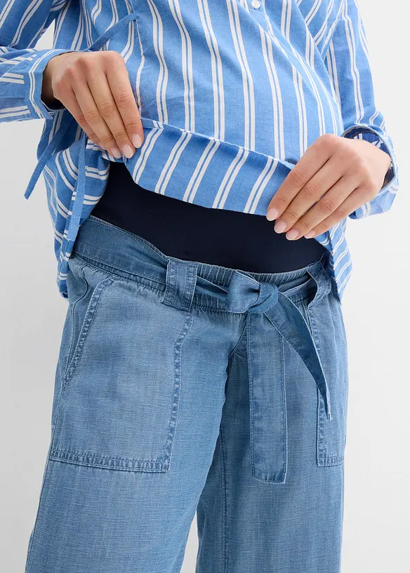 Pantaloni prémaman 2 in 1 leggeri con fascia in vita a mezza altezza, bonprix