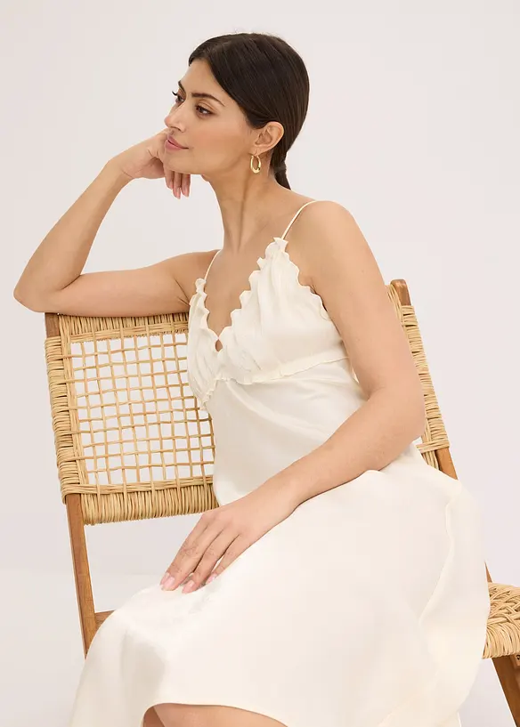 Abito lungo in satin fluente, bonprix