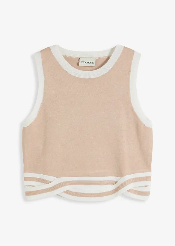 Top di  maglia cropped con motivo a intreccio sull'orlo, bonprix