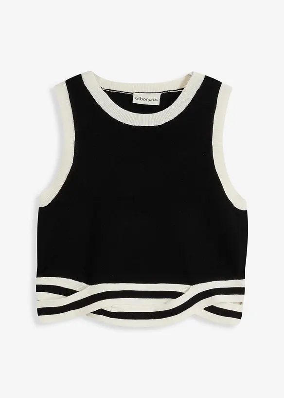 Top di  maglia cropped con motivo a intreccio sull'orlo, bonprix
