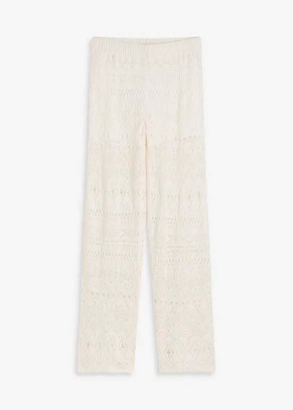 Pantaloni con elastico in vita in maglia traforata, bonprix