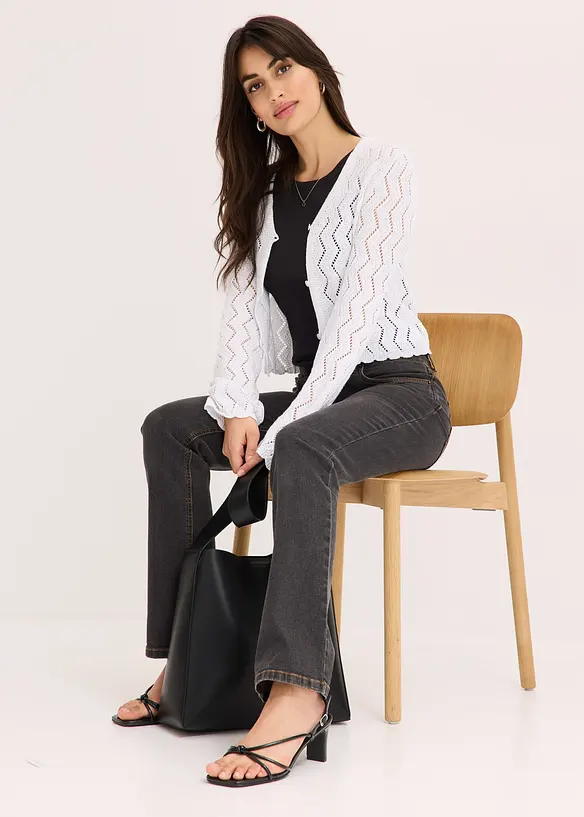 Cardigan cropped effetto uncinetto, bonprix