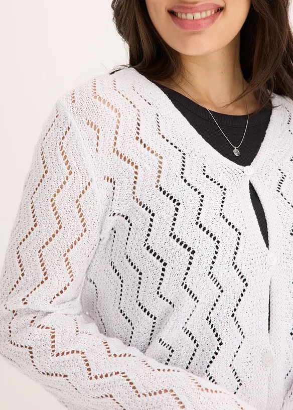 Cardigan cropped effetto uncinetto, bonprix