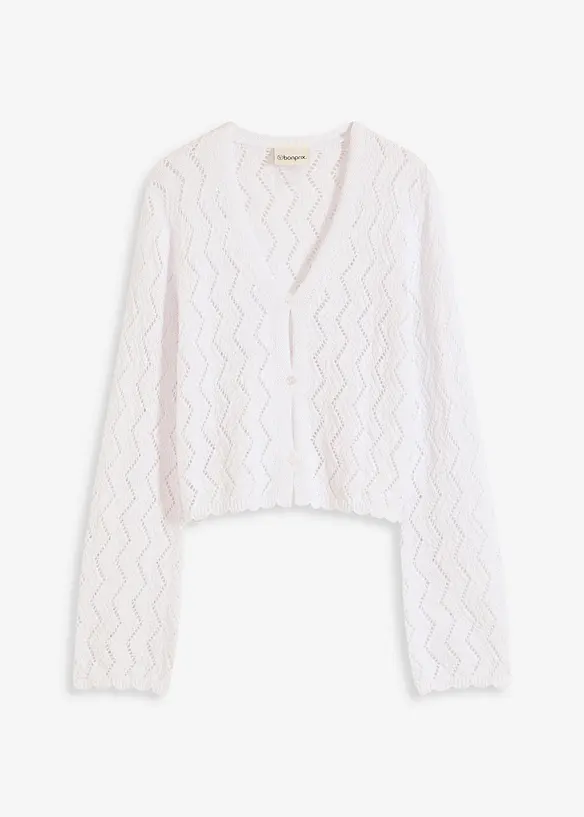 Cardigan cropped effetto uncinetto, bonprix