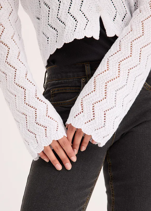 Cardigan cropped effetto uncinetto, bonprix