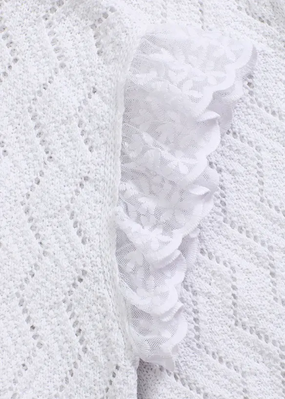 Top in maglia effetto uncinetto con pizzo, bonprix