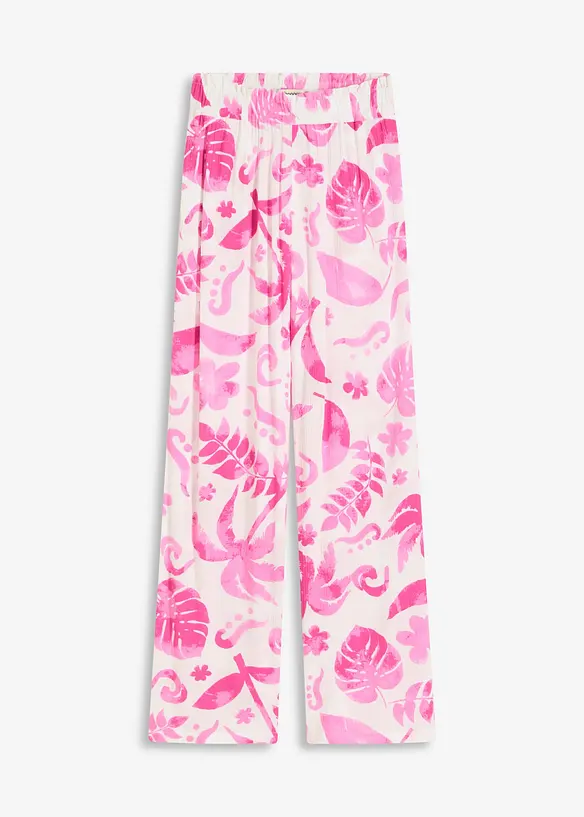 Pantaloni larghi fantasia in viscosa operata, bonprix