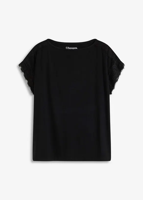 Maglia in viscosa con pizzo, bonprix
