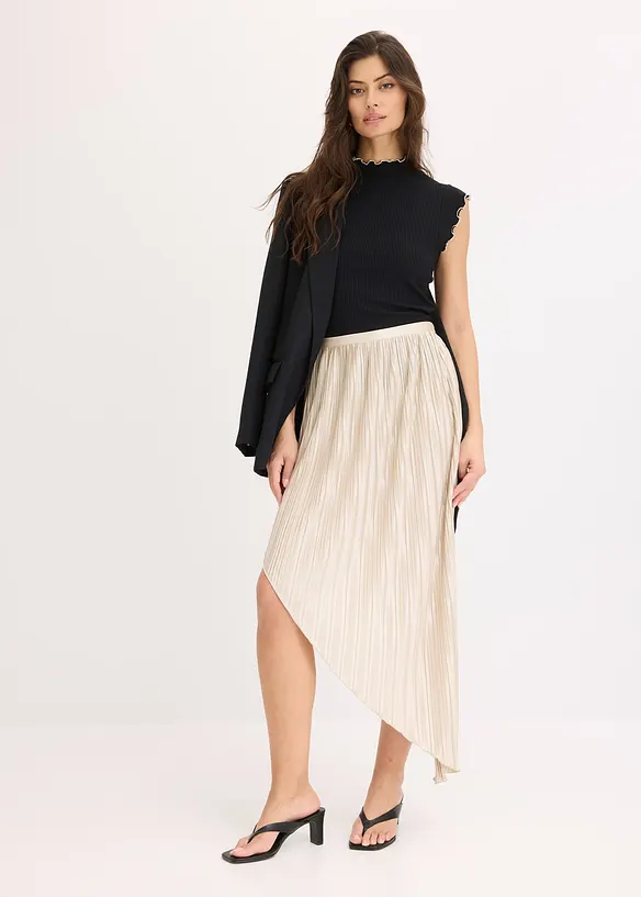 Gonna plissettata in satin lucido, bonprix
