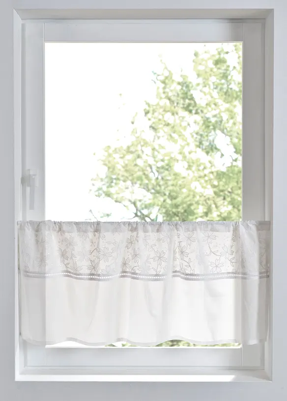 Tenda a vetro in cotone biologico con ricami, bonprix