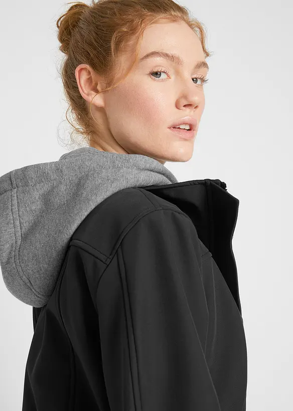 Giacca lunga 2 in 1 in softshell idrorepellente, bonprix
