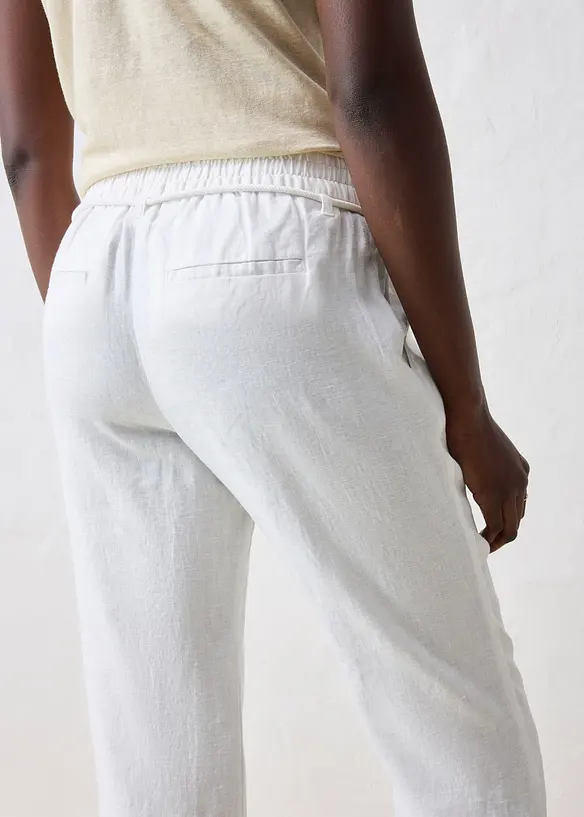 Pantaloni in puro lino con elastico in vita, bonprix