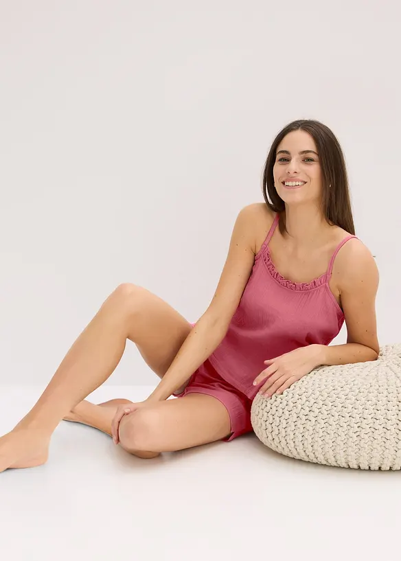 Pigiama estivo in morbida mussola con spalline sottili, bonprix