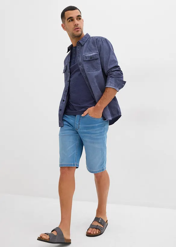 Maglia serafino a maniche corte in puro cotone, bonprix