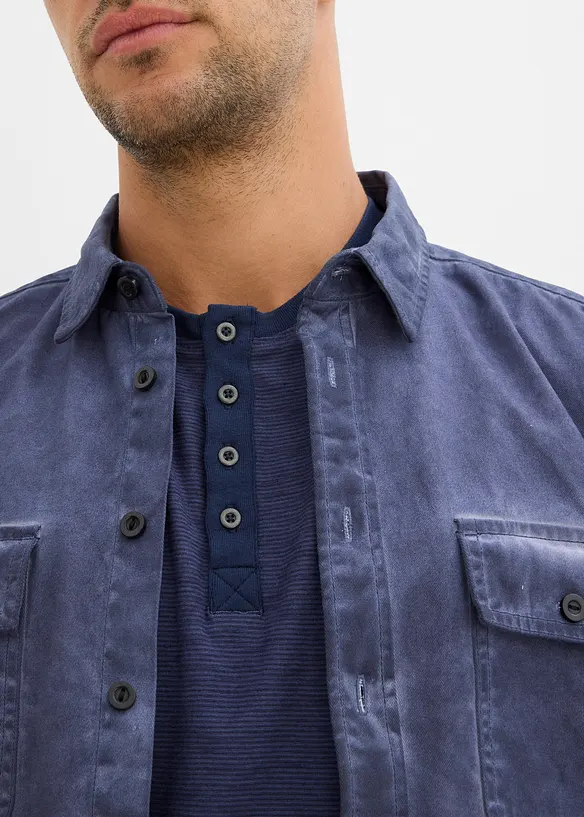 Maglia serafino a maniche corte in puro cotone, bonprix