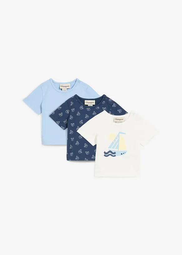T-shirt in puro cotone biologico (pacco da 3), bonprix