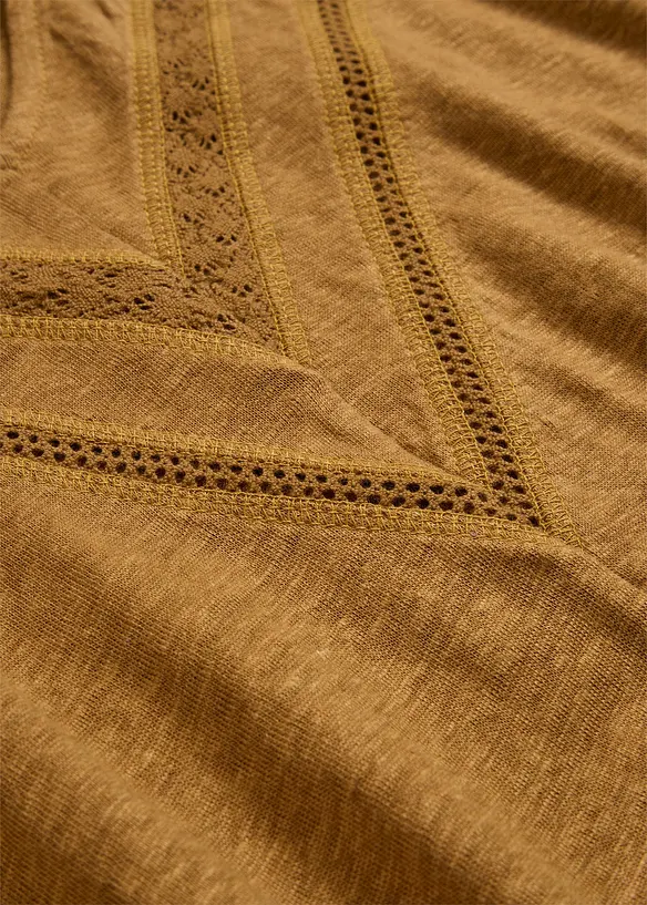 Maglia in puro lino con pizzo, bonprix