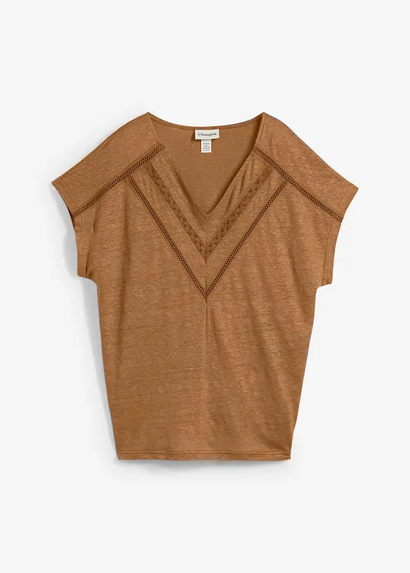 Maglia in puro lino con pizzo, bonprix