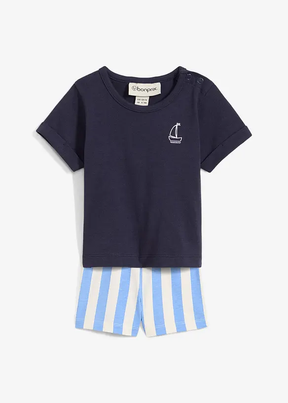 T-shirt e pantaloni corti in puro cotone biologico (set 2 pezzi), bonprix