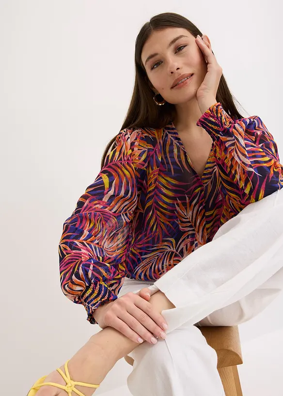 Blusa in chiffon fantasia, bonprix
