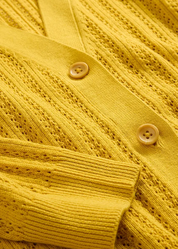 Cardigan traforato in misto lino, bonprix
