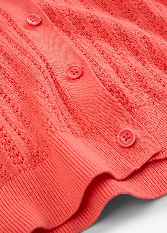 Cardigan traforato in misto lino, bonprix