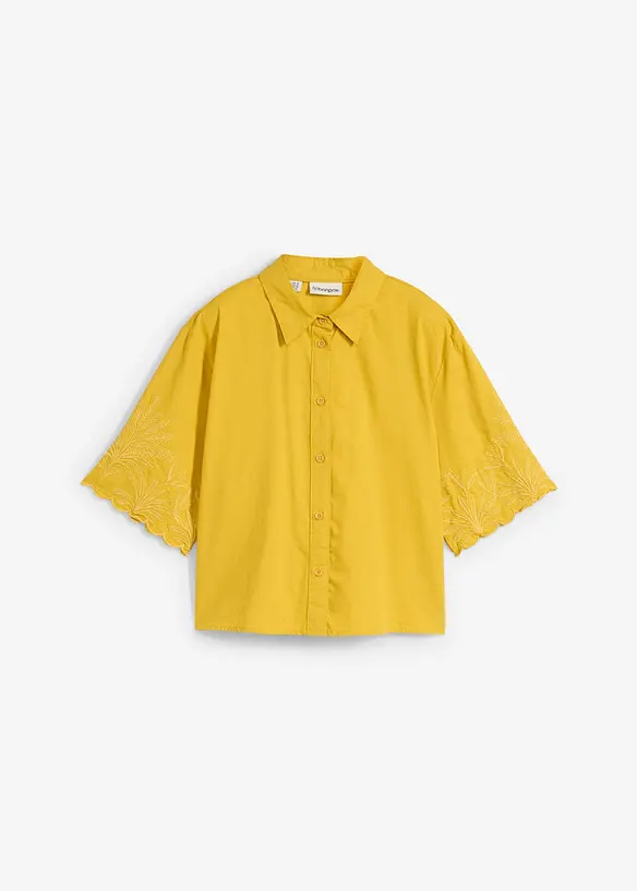 Camicia cropped in misto lino, bonprix