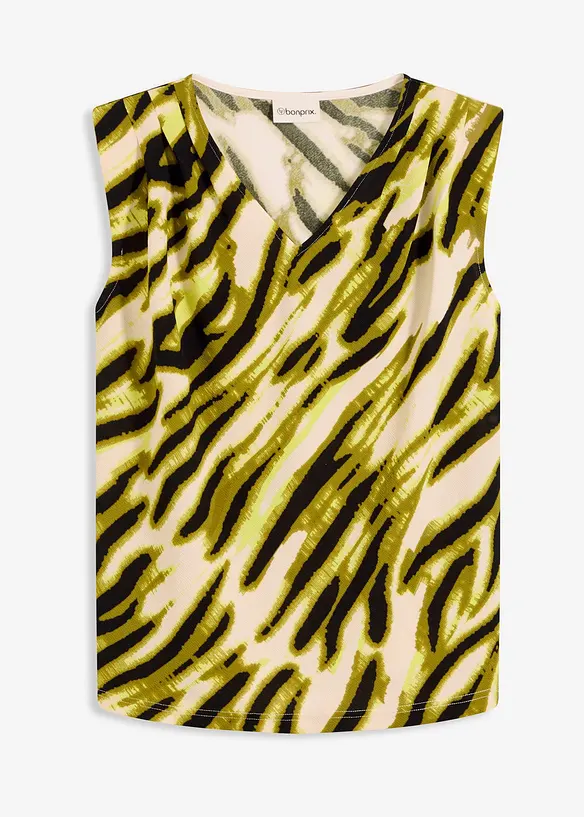 Top in jersey con pieghe plissettate e spalline imbottite, bonprix
