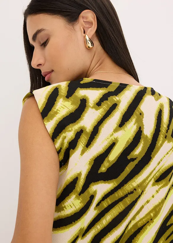 Top in jersey con pieghe plissettate e spalline imbottite, bonprix