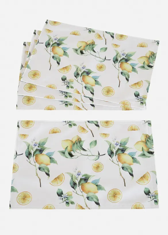 Tovagliette americane con stampa a limoni (pacco da 4), bonprix