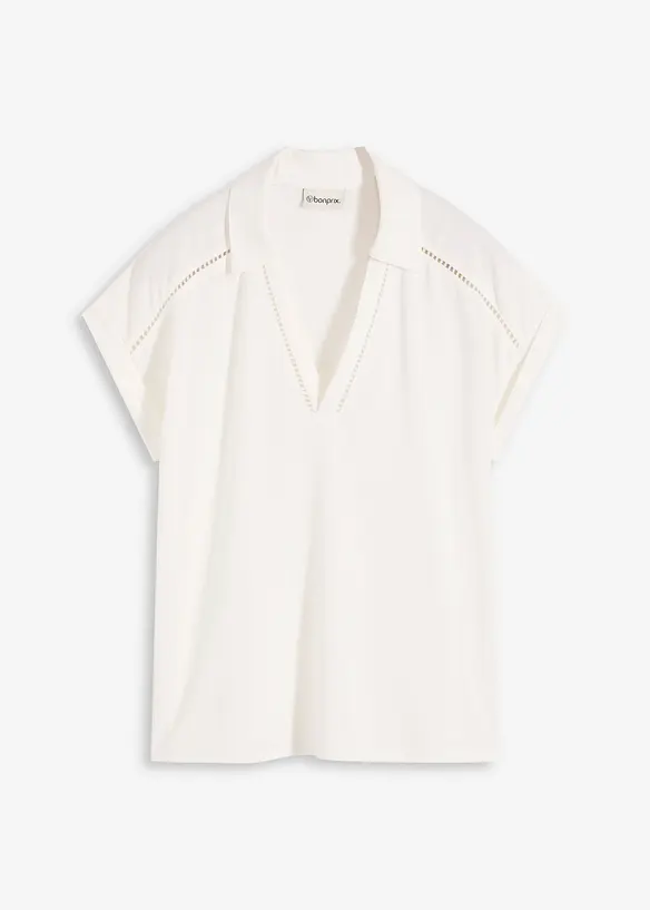 Polo in piquet di viscosa con inserto di pizzo, bonprix