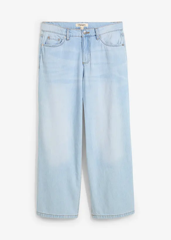 Baggy jeans cropped ultra morbidi, vita media, bonprix