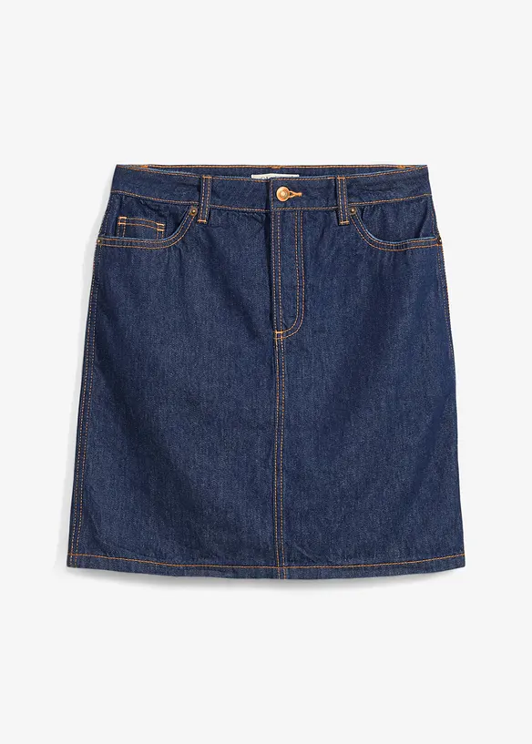 Gonna di jeans low stretch, vita media, bonprix
