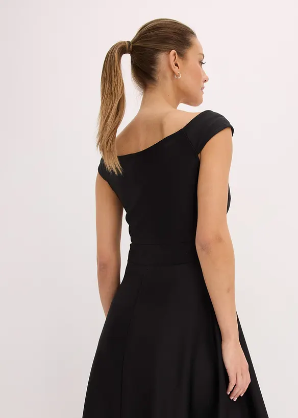 Abito con spalle scoperte, pizzo e cintura, bonprix