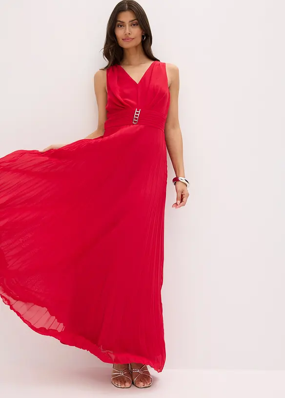 Abito in chiffon con gonna plissettata e fibbia, bonprix