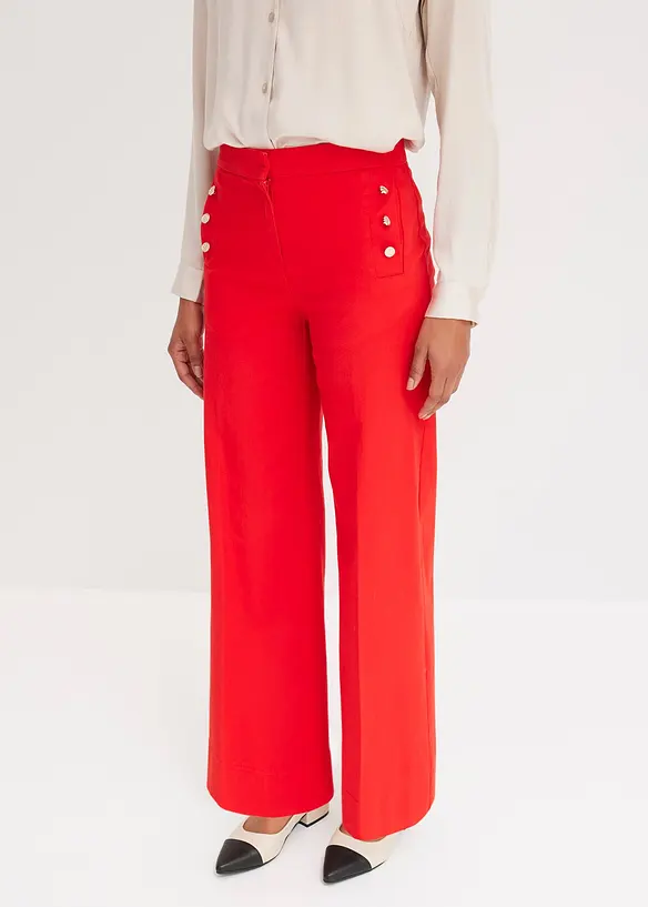 Pantaloni in twill con bottoni decorativi, bonprix