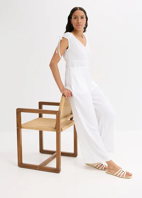 Tuta elegante in crêpe operato, bonprix
