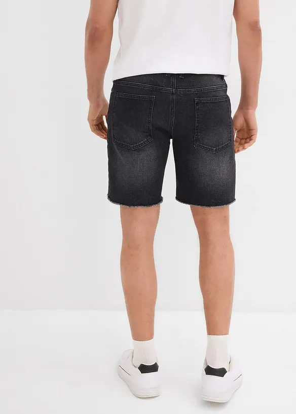Bermuda elasticizzati in jeans con orli aperti, relaxed fit, bonprix