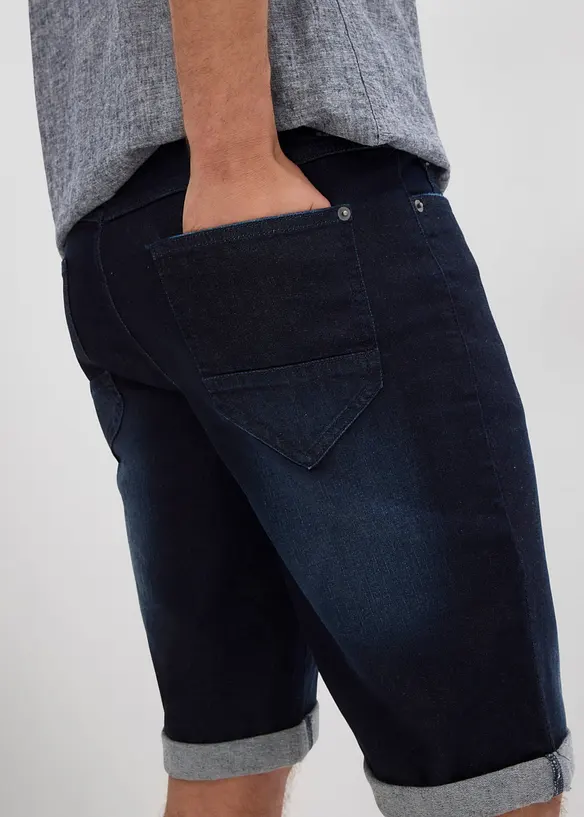 Bermuda elasticizzati in jeans con fondo risvoltato, regular fit, bonprix