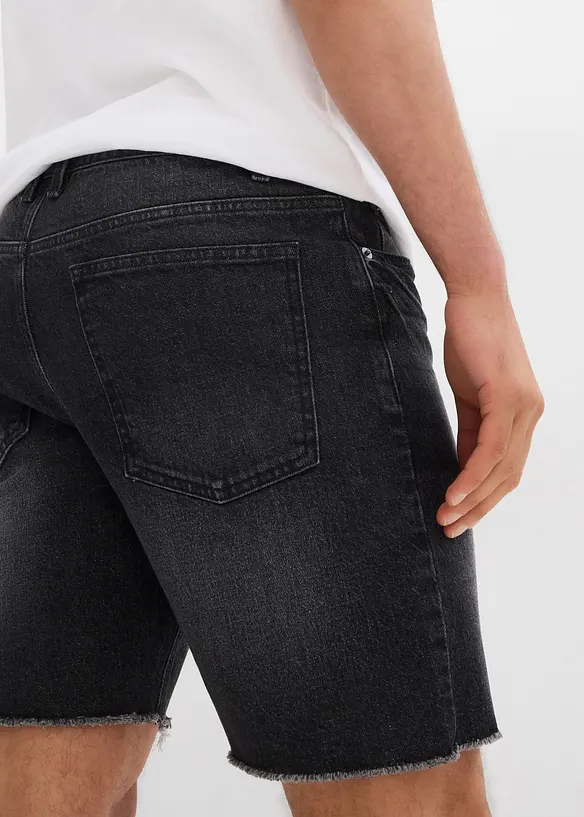 Bermuda elasticizzati in jeans con orli aperti, relaxed fit, bonprix