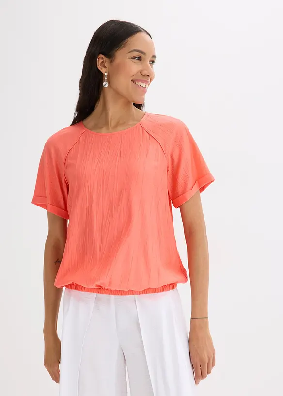Blusa a maniche corte in misto viscosa morbido, bonprix